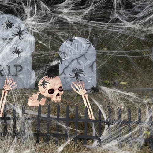 Large Spider Web Halloween Decoration - 800 Sq Ft with 30 Plastic Spiders