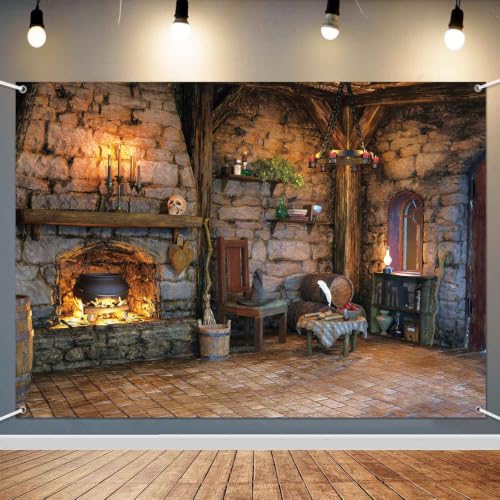 Halloween Witch Cottage Backdrop 5x3ft Spooky Photo Booth Wall Banner