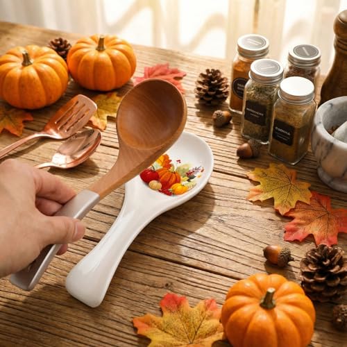Fall Ceramic Pumpkin Spoon Rest - Halloween Kitchen Decor - Potchen