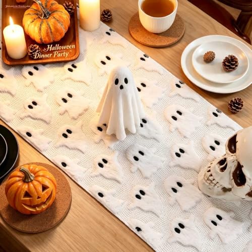Halloween Decor Table Runner White Ghost 13x102 Inches - Fall Table Decor - Variation of THIS listing