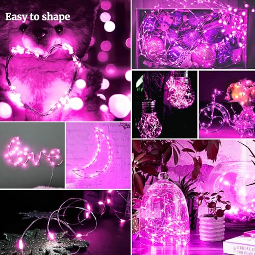 Pink Fairy String Lights - 50 Pack Mini Battery Operated Decorative Lights - Variation Pink/50P
