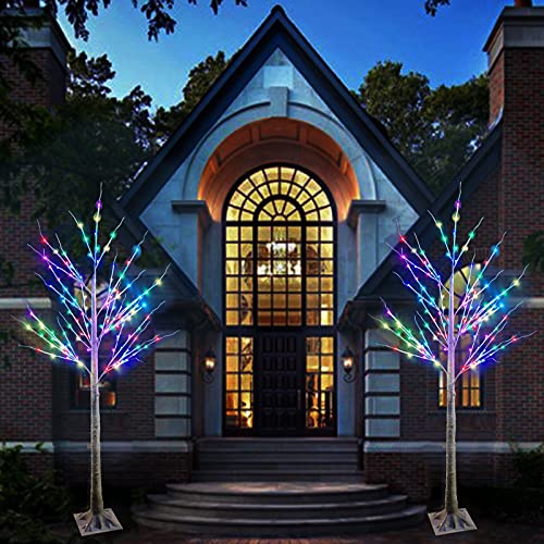 RGB Lighted Birch Tree - 6 ft Artificial Tree with 35 Colors & Remote Control