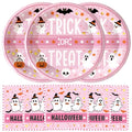 Halloween Ghost Paper Plates and Napkins Set - Classic Trick or Treat Design