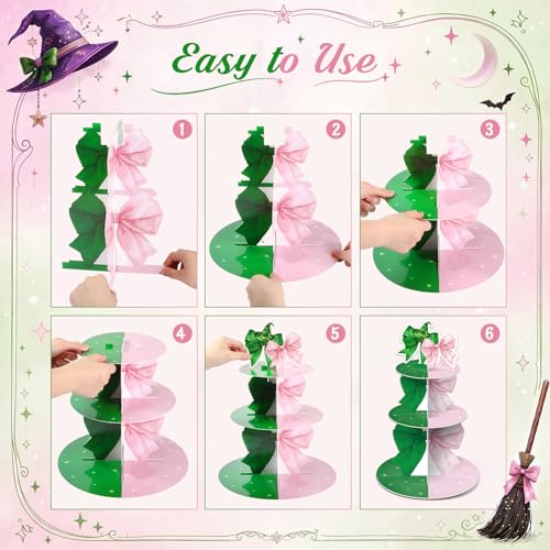 Witch Cupcake Stand 3 Tier Pink Green Party Decoration - Variation of THIS listing