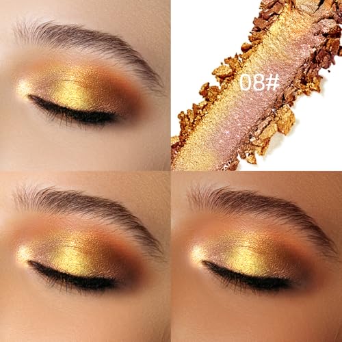 Duochrome Orange Green Glitter Eyeshadow Palette - Gold Variation