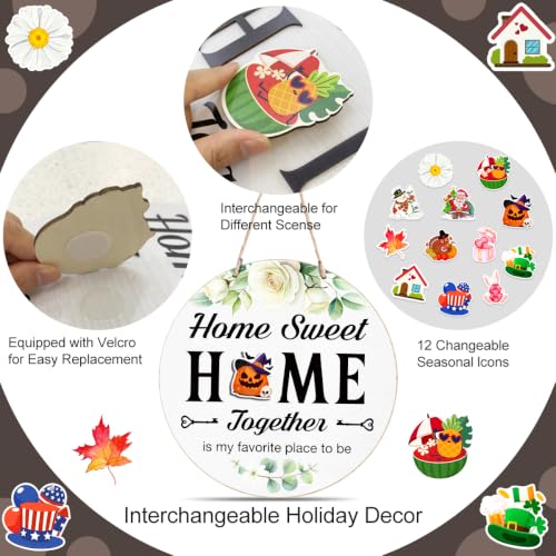 Yuzi-n Ivory Interchangeable Welcome Sign for Fall Halloween Front Door Decor