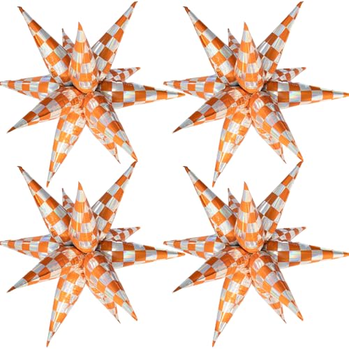 Gingham Orange Balloons Set with Disco & Party Decorations - Variation of Gingham Orange