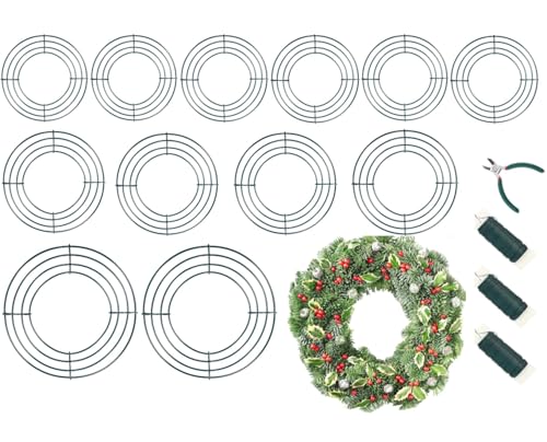 Wire Wreath Frames Set - 8, 12, 16 Inch with Floral Wire & Tools for DIY Crafts