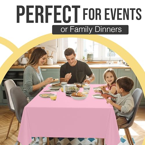 Pink Disposable Plastic Tablecloth 54x108 Inches - Thicker 66% 12 Pack