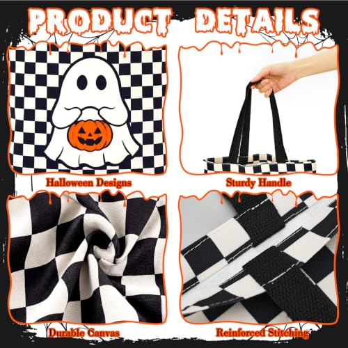 Halloween Tote Bag Ghost Pumpkin Trick or Treat Canvas Bag