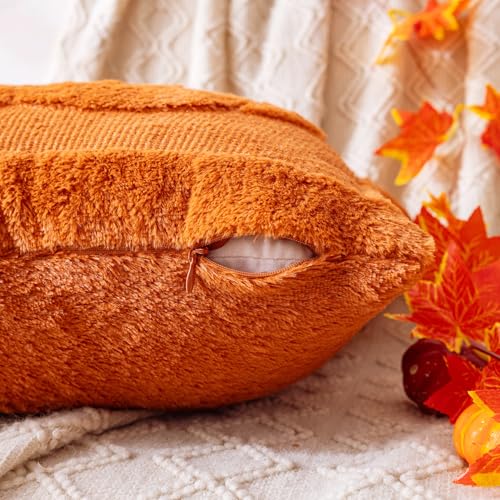 Rust Pumpkin Fall Throw Pillow Cover 18x18 - Autumn Decor, Plush Fabric, Set of 1