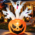 6FT Halloween Inflatable Pumpkin & Ghosts Yard Decor with LED Lights - Multi-Color