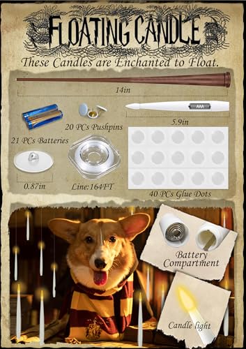 Floating LED Candles with Wand & 21 AAA Batteries - Flameless Flickering 20-Pack