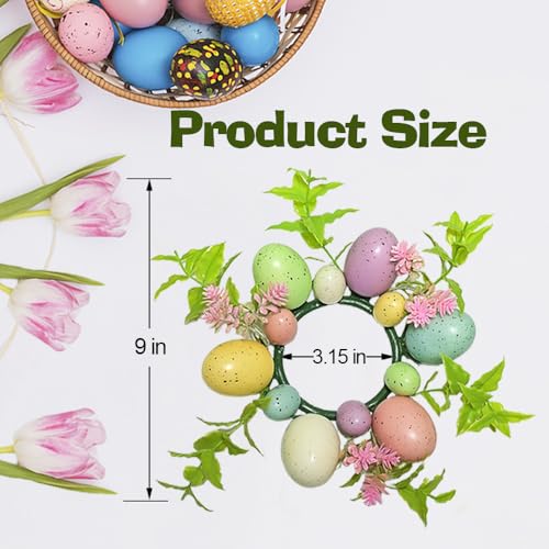 Easter Egg Candle Rings Set of 3 Spring Wreaths for Candle Holders and Decor