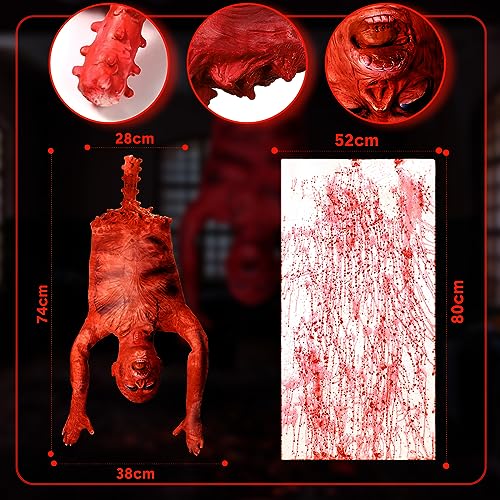 Halloween Bloody Half Body Hanging Prop with Bag - Creepy 29 Inch Decoration