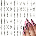 Gray Metallic Punk Belt Nail Charms 3D Alloy Rhinestones for Nail Art & Crafts