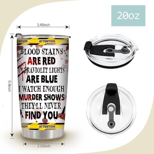 Humorous True Crime Scene Black Cat Tumbler - 20oz Stainless Steel with Lid