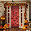 Door Cover Decoration 32 x 79 Inches - Festive Red Christmas Balls, Indoor Outdoor Porch Decor, Easy to Apply