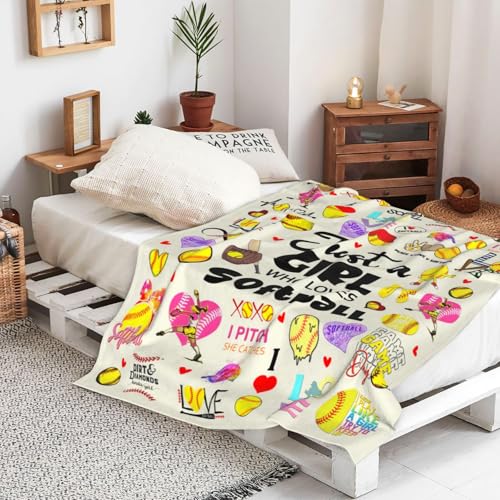 Softball Blanket Gifts for Women Adults - 60x50 Plush Flannel Throw - Softball Gifts / 60x50