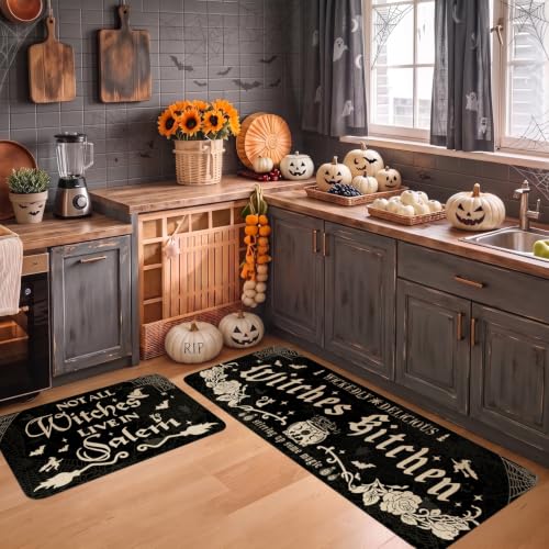 Halloween Witches Kitchen Mat Set of 2 - Non Slip Washable Decor Rugs