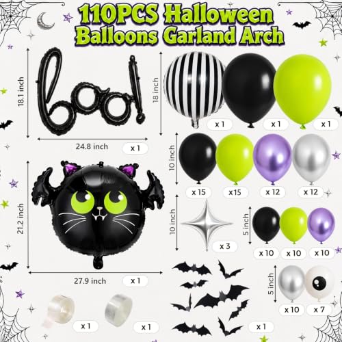Halloween Balloon Garland Arch Kit - Purple Lime Green Black with Eyeball Balloons & Variations