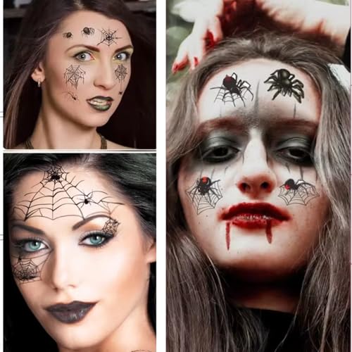 Halloween Fake Scar & Spider Web Temporary Tattoos - 40 Sheets for Cosplay & Party