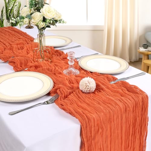 Orange Cheesecloth Table Runner 12 Pack 10Ft - Boho Wedding Decor