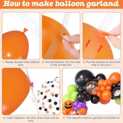 Halloween Balloon Arch Kit - Black & Orange 153pcs Party Decor Variation