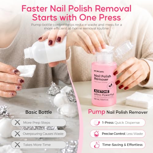 Morovan Rose Scent Acetone Nail Polish Remover - Gel & Regular Polish, 6.34 Fl Oz