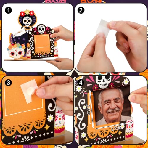 Dia De Los Muertos Photo Frame Set - 6 Vibrant Wooden Decorations for Altars