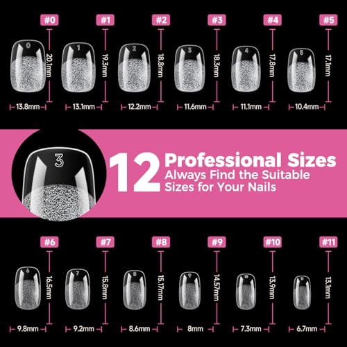 UNA GELLA Short Squoval Gel Nail Tips 504pcs - Durable, Flexible, Clear