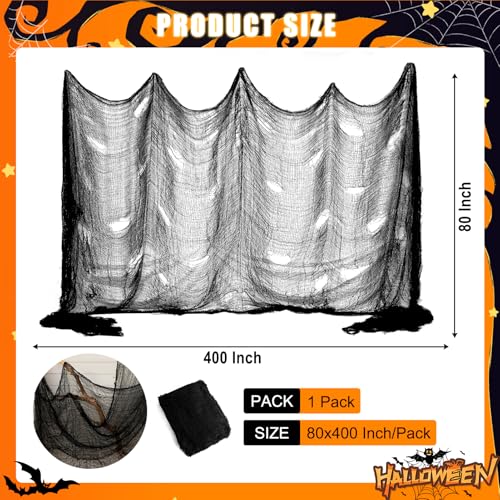 80x400 Inch Large Black Creepy Cloth Halloween Decorations - Pack of 1