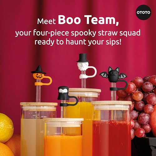 Black Halloween Straw Toppers Set of 4 - Spooky Water Bottle Caps for Tumblers