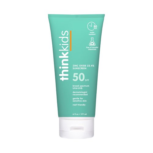 Thinkkids SPF 50+ Mineral Sunscreen - Natural & Safe Baby Sun Protection | 6 Fl Oz, Water Resistant, Reef Safe