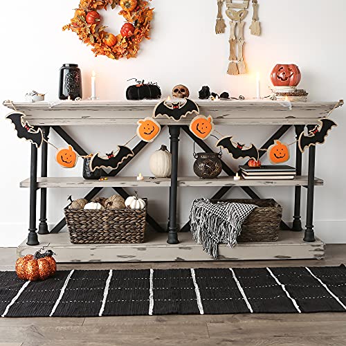 Halloween Bat & Pumpkin Garland - 72-Inch Indoor & Porch Decor - Spooky Fall Decorations