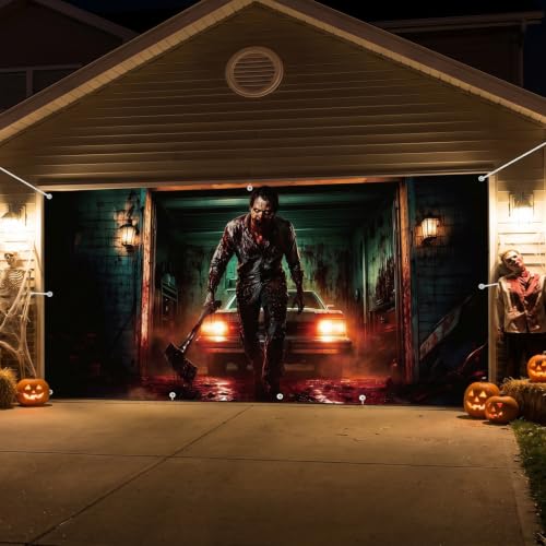 Killer Halloween Garage Door Cover - 7x16 FT Horror Decor, Variation of THIS Listing