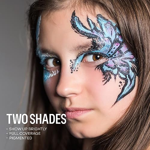 Matte Finish Face Body Paint Set - Purple & Cyan, 30g Water-Activated Makeup for Halloween & Cosplay