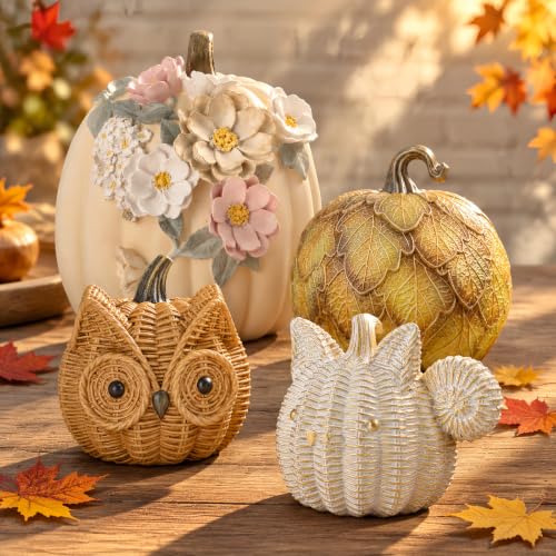Newgreen Artificial Pumpkin Decor - 6.5 Inch Green Fall Halloween Thanksgiving