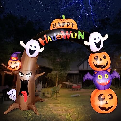 Halloween Inflatable Arch with LED Lights, Dead Tree Design, 10FT Long & 8FT Tall Yard Decoration