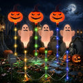 Outdoor Solar Ghost and Pumpkin Lights Set - 6pcs Halloween Pathway Decor with 3 Modes - Waterproof Landscape Lights, Orange Variation