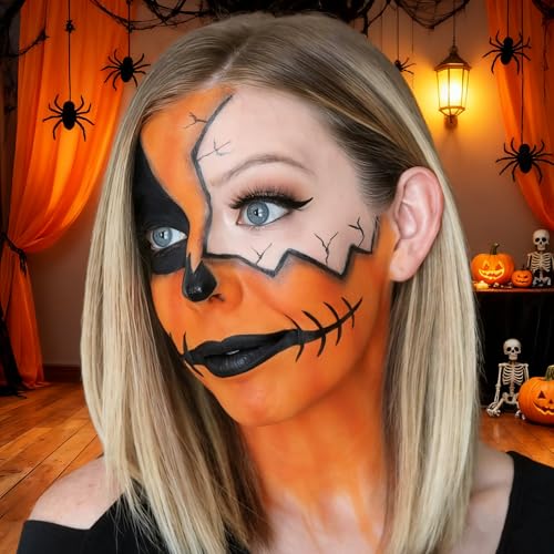 Orange Face & Body Paint for Halloween Cosplay - Waterproof and Easy to Remove - Go Ho