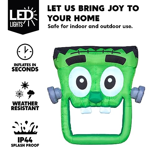Inflatable Halloween Car Decoration with Built-in LEDs - Green Zombie Trick or Treat Yard Decor