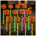 Solar Halloween Pumpkin Stake Lights 12-Pack Outdoor Waterproof String Lights with 8 Modes