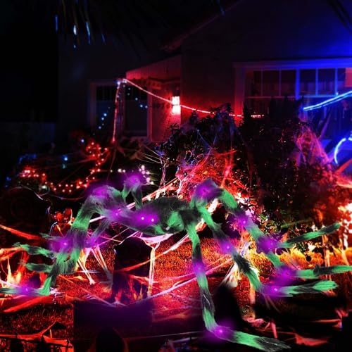 Halloween Spider Decorations Light Up 4ft Giant Spider Set - Variation of HalloweenA