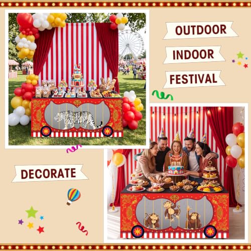 Carnival Circus Party Table Skirt Set - Jungle Animals, 6ft x 30in, 3 Pack