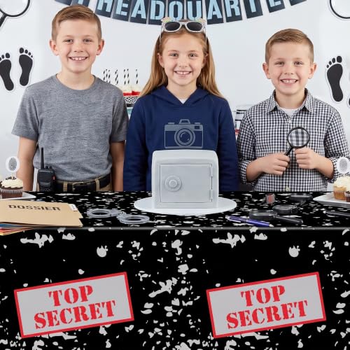 Spy Party Tablecloth Set - Black & White Top Secret 3-Pack for Secret Agent Decor