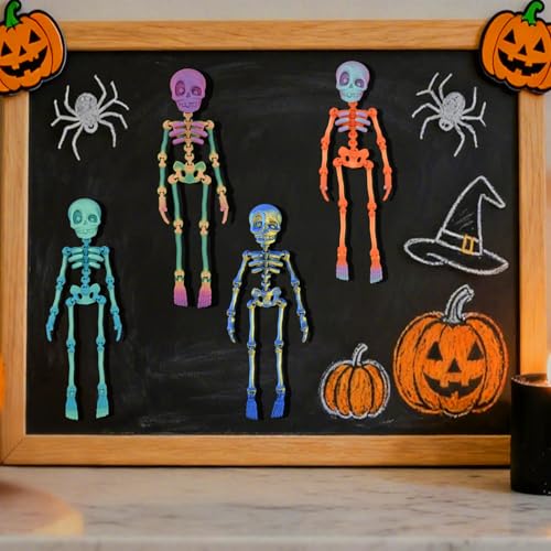 15-Pack Poseable Skeleton Magnets for Fridge and Locker | Glow in Dark & Articulated Halloween Decor