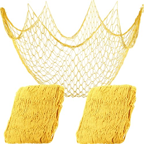 Yellow Fish Net Decoration for Mermaid Pirate Ocean Party - 2 Pieces