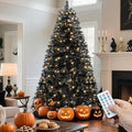 Black Christmas Tree 7.5ft with Remote Control - Prelit Halloween & Holiday Decor