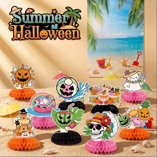 Summer Halloween Honeycomb Centerpieces Set - 9 Festive Table Decorations